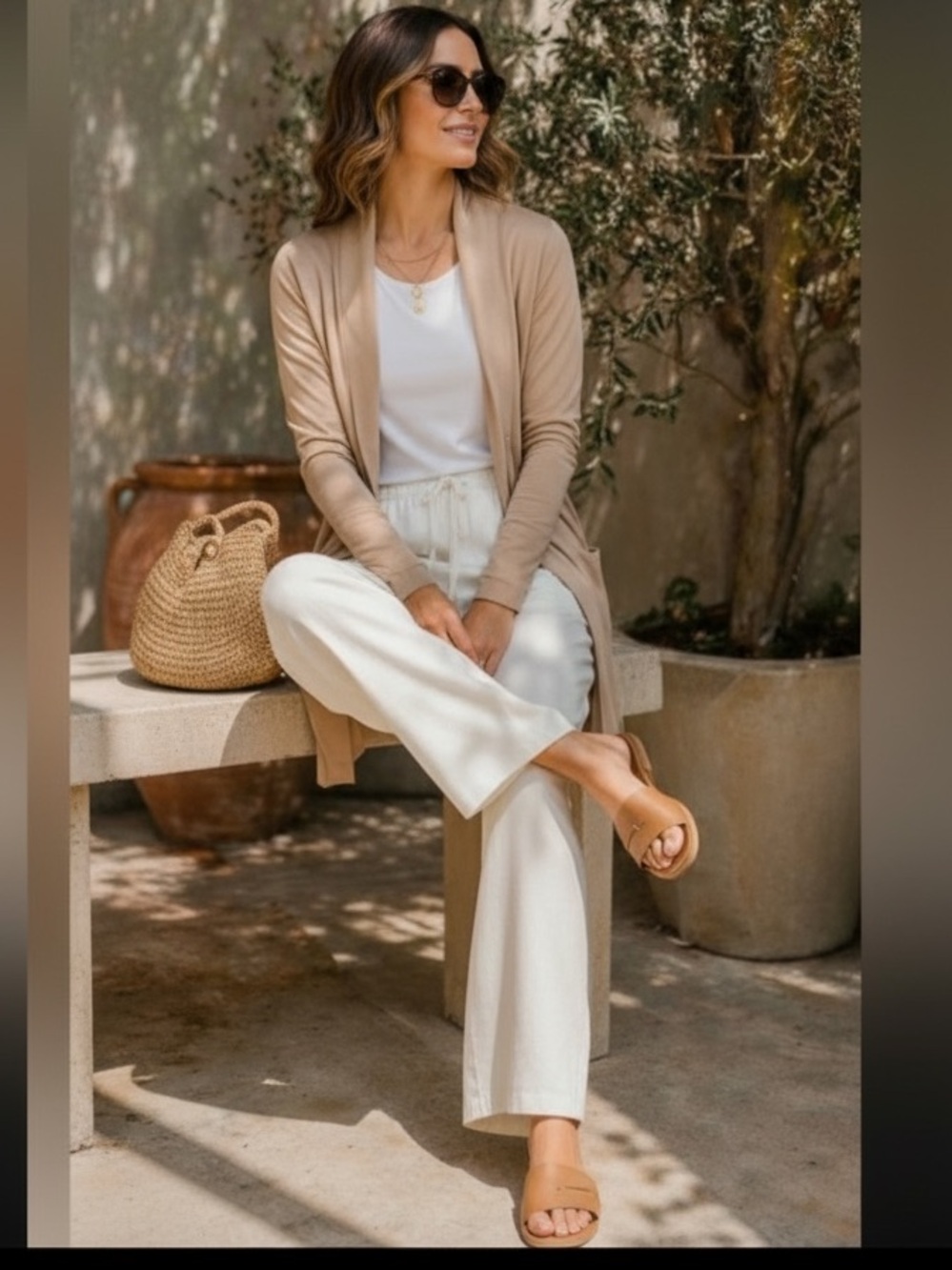NWT Hanro Pure Comfort Long Cardigan in Tan  Size L - Picture 2 of 16